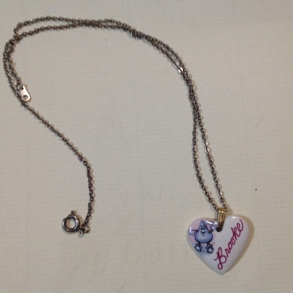 **Sale** Vintage Porcelain Heart Pendant With Name Brooke
